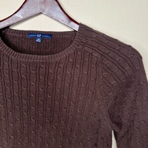 NWOT Women’s GAP Brown Cable Knit 3/4 Sleeve Crewneck Sweater. Medium